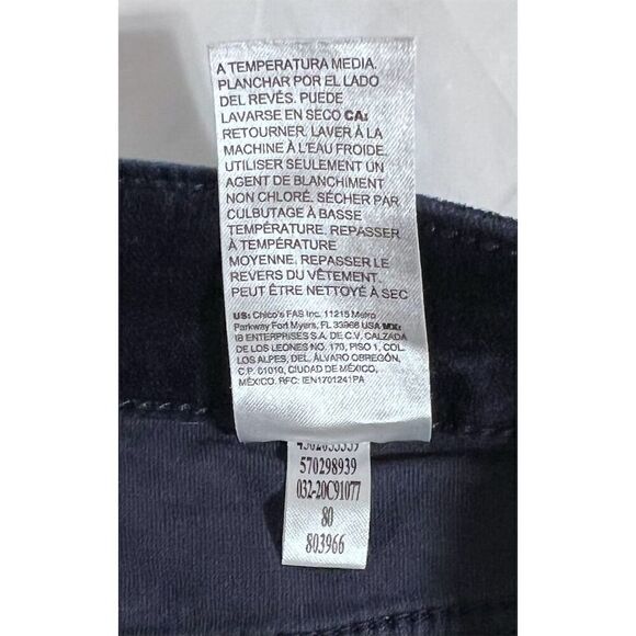 Chico’s Jeggings Blue Velvet  Size 3 (L 16) Stretch Fit Casual Fall Leggings - Picture 12 of 12